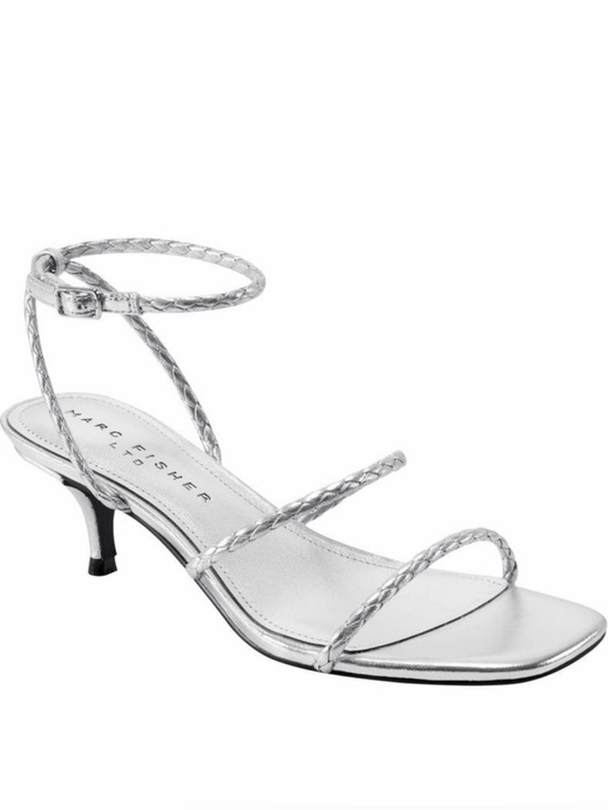 Marc Fisher Shoes - Marc Fisher Silver‎ Braided-Strap Kitten Heel Sandal